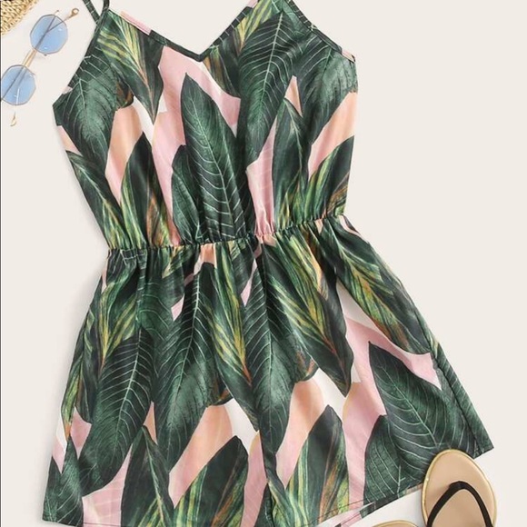 Shein Tropical Print Romper - Picture 2 of 9